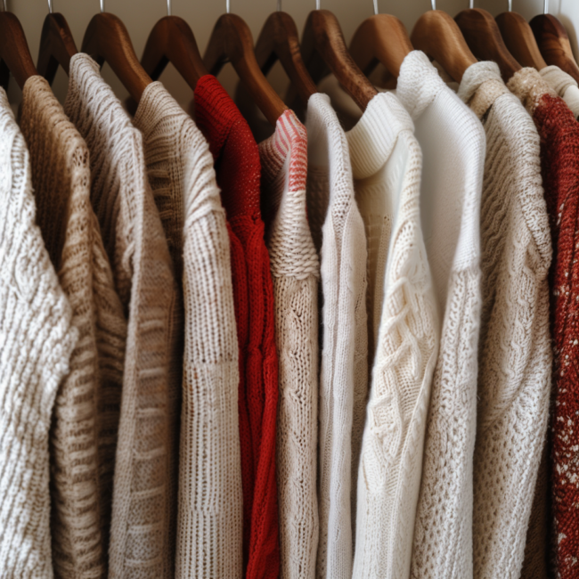 pulls dans une penderie